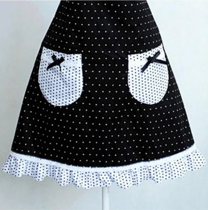 Black and White Polka Dot Apron with Pockets